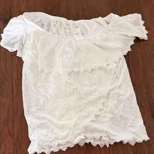 GAP White Ruffle Lace Blouse